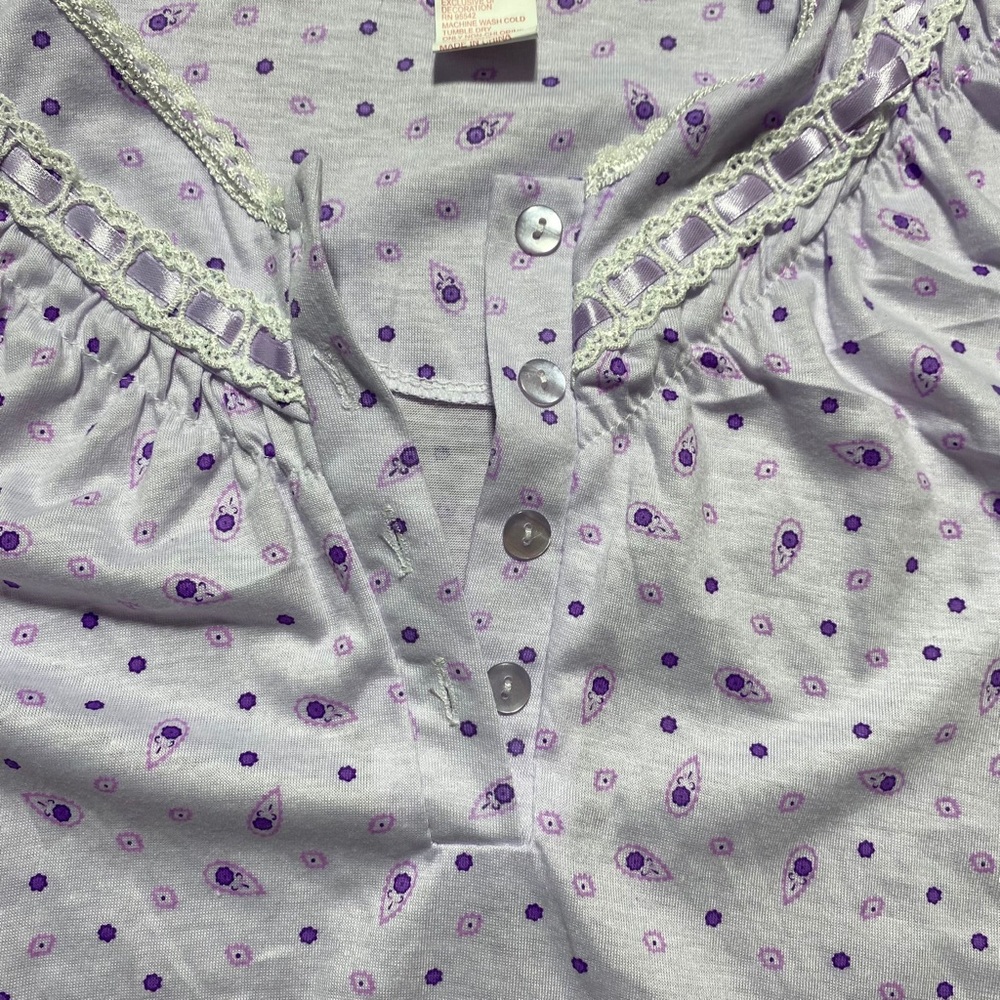 Pink Label By Lati Fashion Womens Paisley And Floral Pajama Top Large Purple - Picture 4 of 8